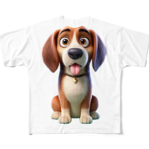 ビーグル犬のフックくん フルグラフィックTシャツ