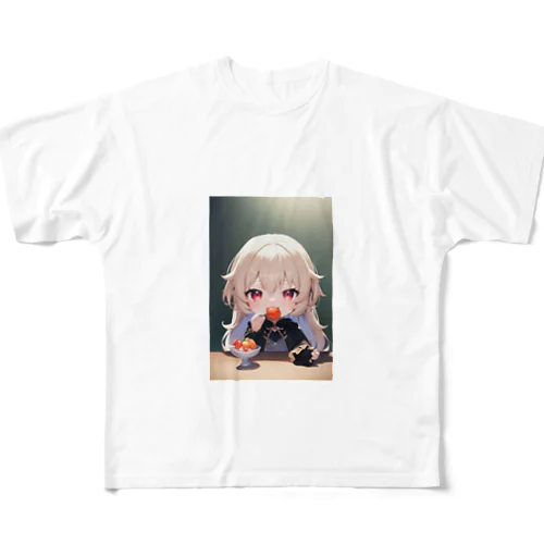 フルーツ食べるかわいい娘 フルグラフィックTシャツ