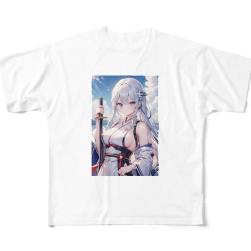 日本刀をもった美少女 All-Over Print T-Shirt