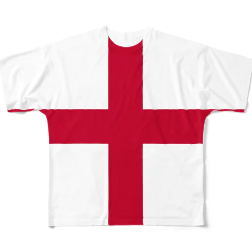イングランドの国旗 フルグラフィックTシャツ