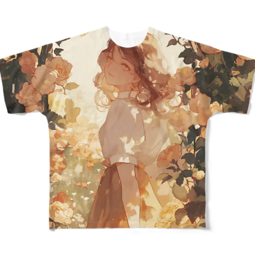 バラのアーチをくぐる美女　ラフルール　1859 All-Over Print T-Shirt