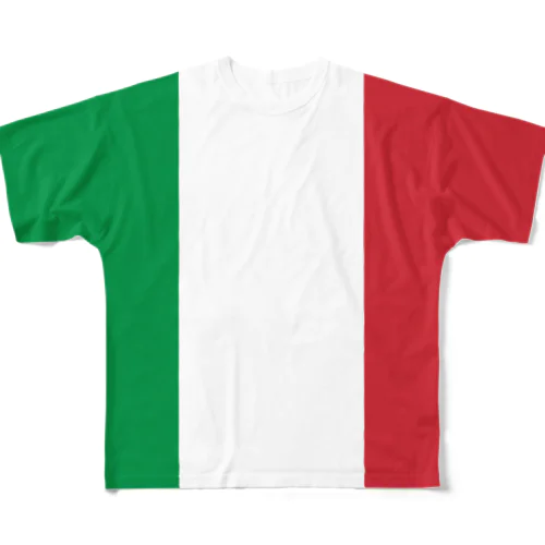 イタリアの国旗 フルグラフィックTシャツ