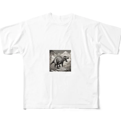 白黒恐竜 フルグラフィックTシャツ