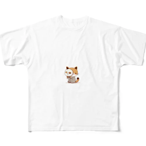 猫の仮面 All-Over Print T-Shirt