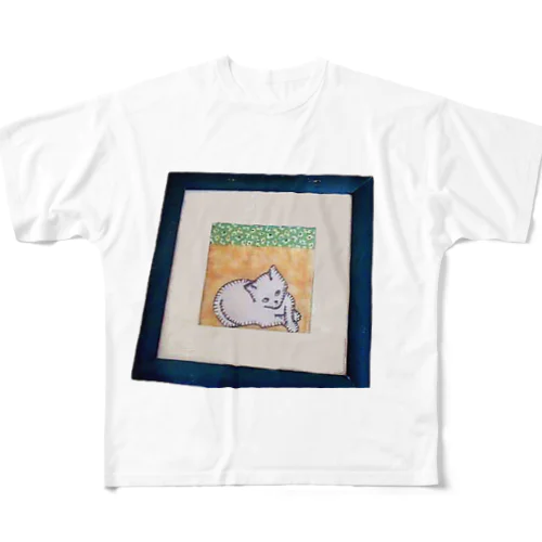 アップリケ猫 フルグラフィックTシャツ