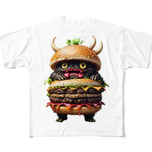 トリプル肉厚ビーフバーガー妖怪　バグドガルド フルグラフィックTシャツ