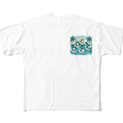 にゃんグラス All-Over Print T-Shirt