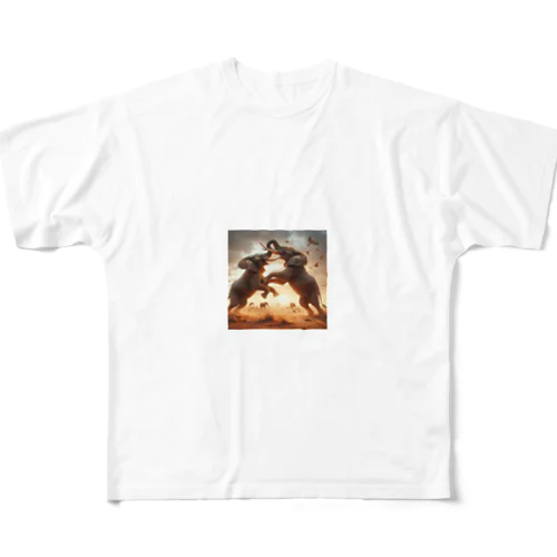 白熱の象の対決 All-Over Print T-Shirt
