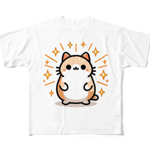 後光にゃんこ フルグラフィックTシャツ