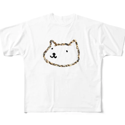 石のネコTシャツ フルグラフィックTシャツ