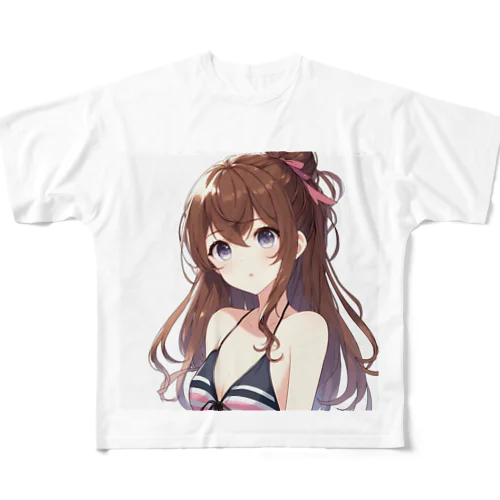 水着を選ぶ少女 All-Over Print T-Shirt