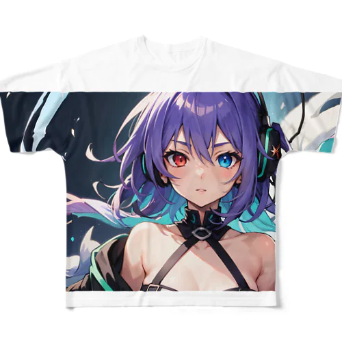 紫髪のオッドアイ美少女 All-Over Print T-Shirt