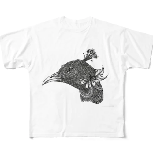 Peacock モノクロームver All-Over Print T-Shirt