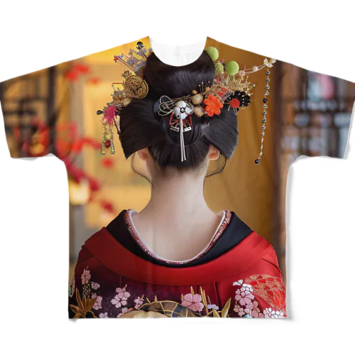 魅力的な女性のうなじ　BLUE PLUM  691 All-Over Print T-Shirt