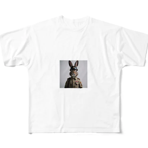 軍人ウサギ#6 All-Over Print T-Shirt