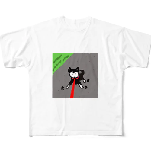 黒柴散歩拒否 All-Over Print T-Shirt