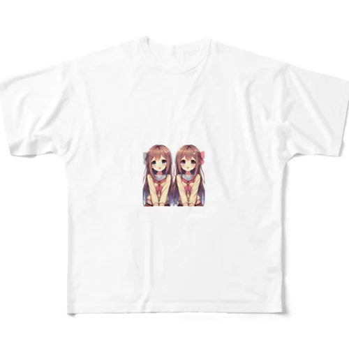 愛らしい可愛い双子の姉妹 All-Over Print T-Shirt