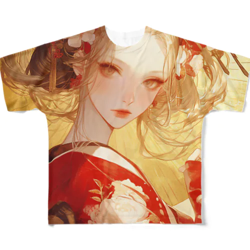 金の光に輝く赤い姫 Marsa 106 フルグラフィックTシャツ