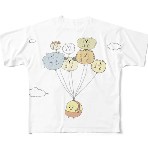 じゃがいもくん「ねこ風船」 All-Over Print T-Shirt