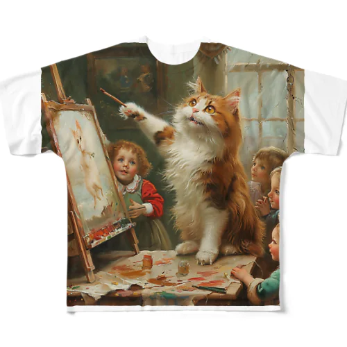 猫が絵を教えているアメジスト 2846 All-Over Print T-Shirt