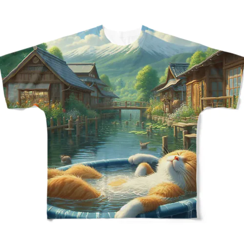 眠りネコ フルグラフィックTシャツ