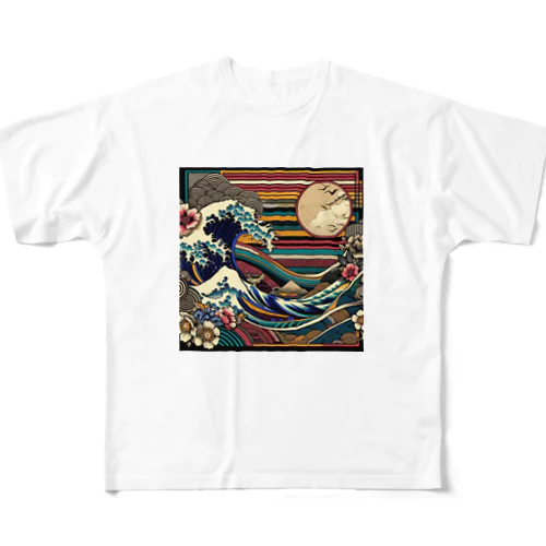 浮世絵風のデザイン All-Over Print T-Shirt