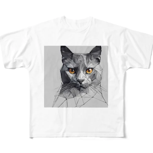 クロねここ フルグラフィックTシャツ