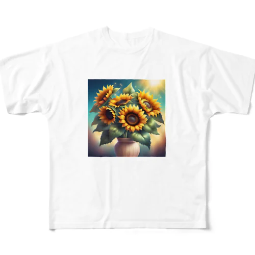 ひまわりの花束 All-Over Print T-Shirt