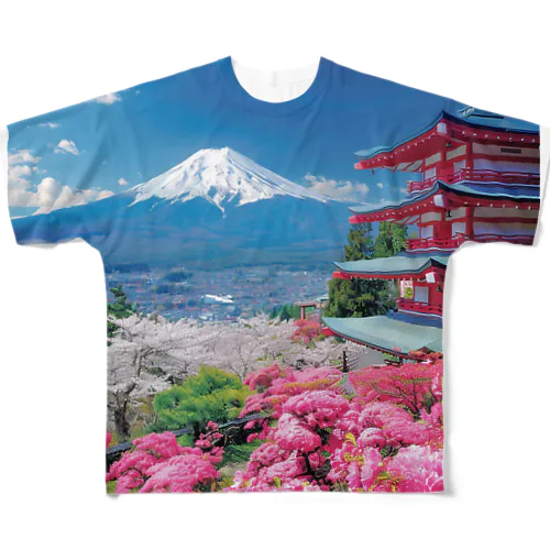 絶景な富士山ツツジ満開の季節 アメジスト 2846 All-Over Print T-Shirt