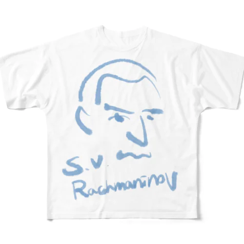 セルゲイ・ラフマニノフ　S.V.Rachmaninov / Rachmaninoff フルグラフィックTシャツ