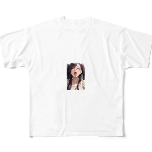 黒髪美少女　美鈴ちゃんメガネ All-Over Print T-Shirt