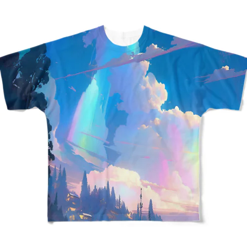 オーロラ夜空の輝き　なでしこ1478 フルグラフィックTシャツ