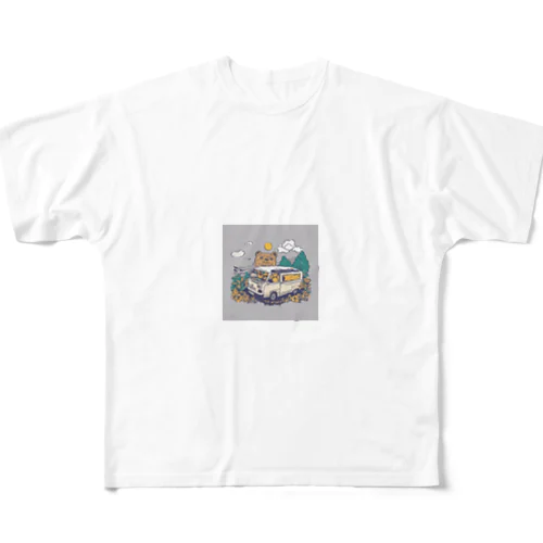 熊が車を運転中 All-Over Print T-Shirt