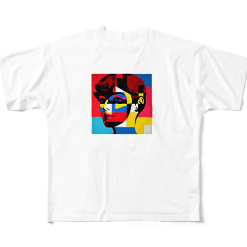 pop art rainbow  woman フルグラフィックTシャツ