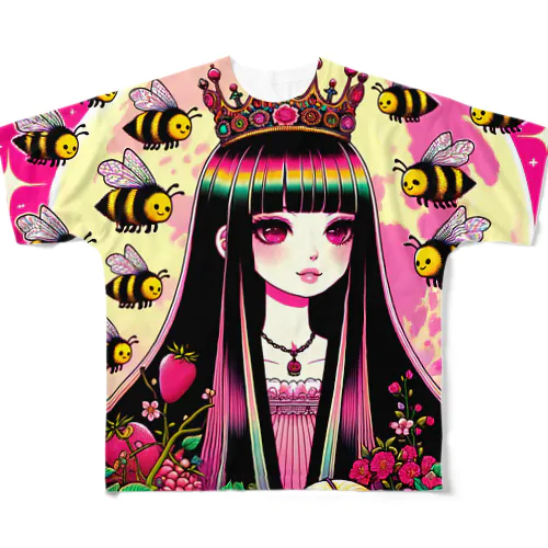 🐝ピンクムーンとミツバチと〈III女帝〉👸🏻 フルグラフィックTシャツ