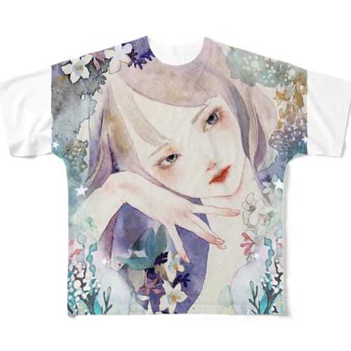 水彩少女 フルグラフィックTシャツ