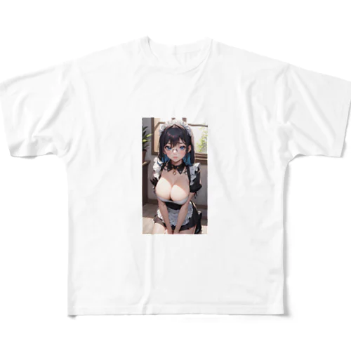 黒髪美少女　美鈴ちゃん　メイド All-Over Print T-Shirt