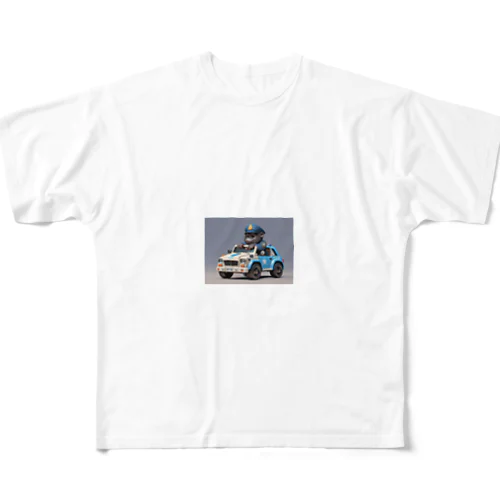 おもちゃのパトカーに乗ったかわいいゴリラ All-Over Print T-Shirt