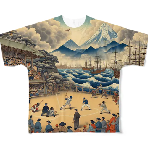 日本画風野球観戦 フルグラフィックTシャツ