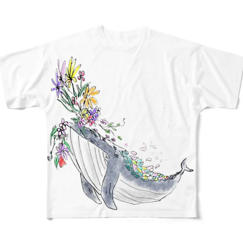 「花鯨」 All-Over Print T-Shirt