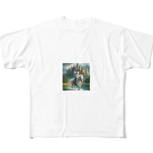 白馬に乗ったネコ王子様2 All-Over Print T-Shirt