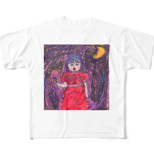 赤いドレスの少女 All-Over Print T-Shirt