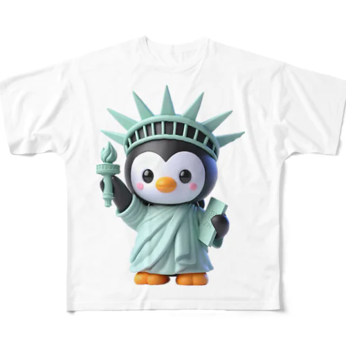 自由のペンギン像 フルグラフィックTシャツ