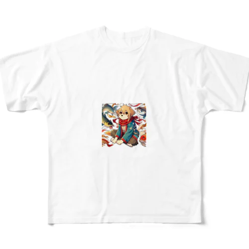 和風アニマル フルグラフィックTシャツ