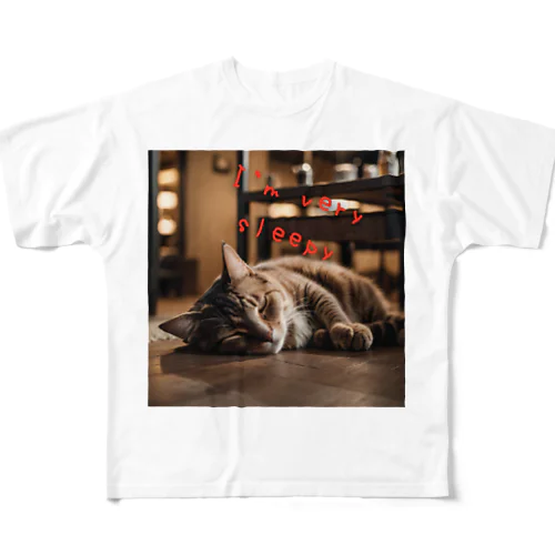 眠たい猫 All-Over Print T-Shirt