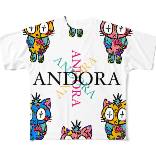 トロピカル　ANDORAネコ フルグラフィックTシャツ