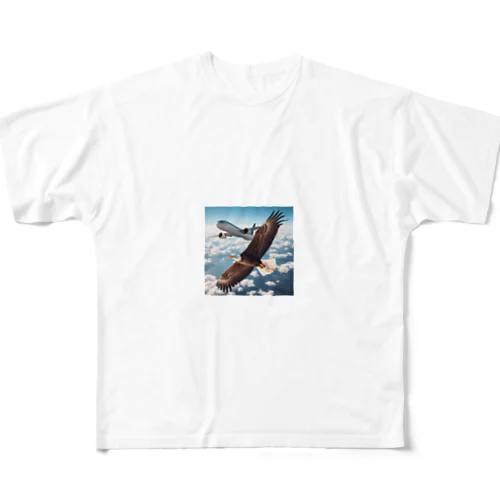 飛行機と共に空中散歩！ フルグラフィックTシャツ