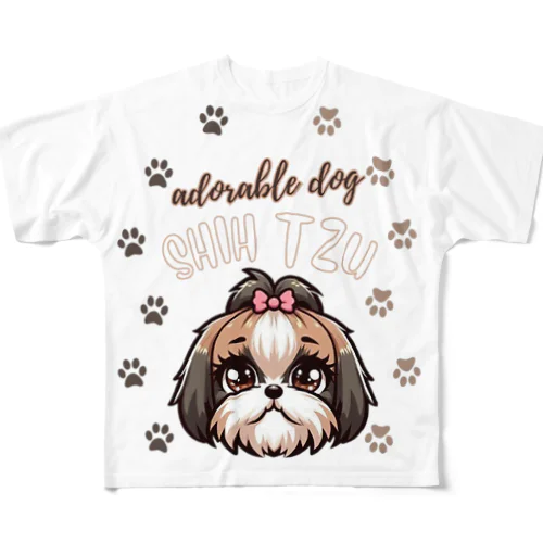 adorable dog　SHIH TZU　（シーズー） フルグラフィックTシャツ