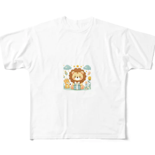 かわいいライオンが座ってる All-Over Print T-Shirt