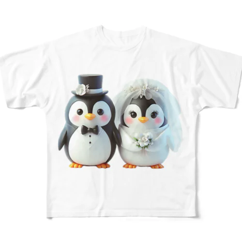 可愛い新婚ペンギンちゃん All-Over Print T-Shirt